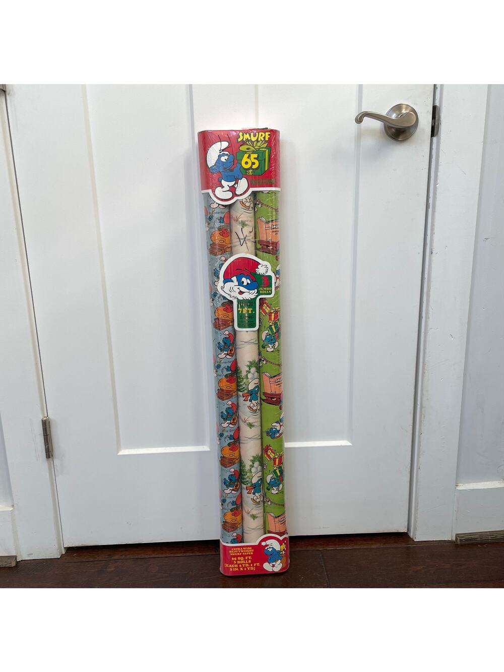 Vintage Smurf Gift Wrapping Paper 1982 Peyo Papercraft 3 Roll USA 6911 NOS Read